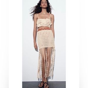 Zara Crochet Fringe Skirt